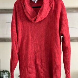 Time and Tru Vibrant Red Cowl Neck Sweater